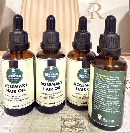 Rukhsar Rosemary Hair Oil, Non Sticky Nourishing Hair Oil for Silky, Smooth Hair 50ml - Image 3